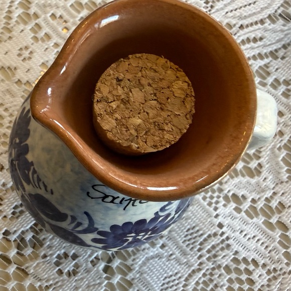 Santorini Blue White Ceramic Pitcher Vase Mediterranean Cottage - Picture 4 of 6